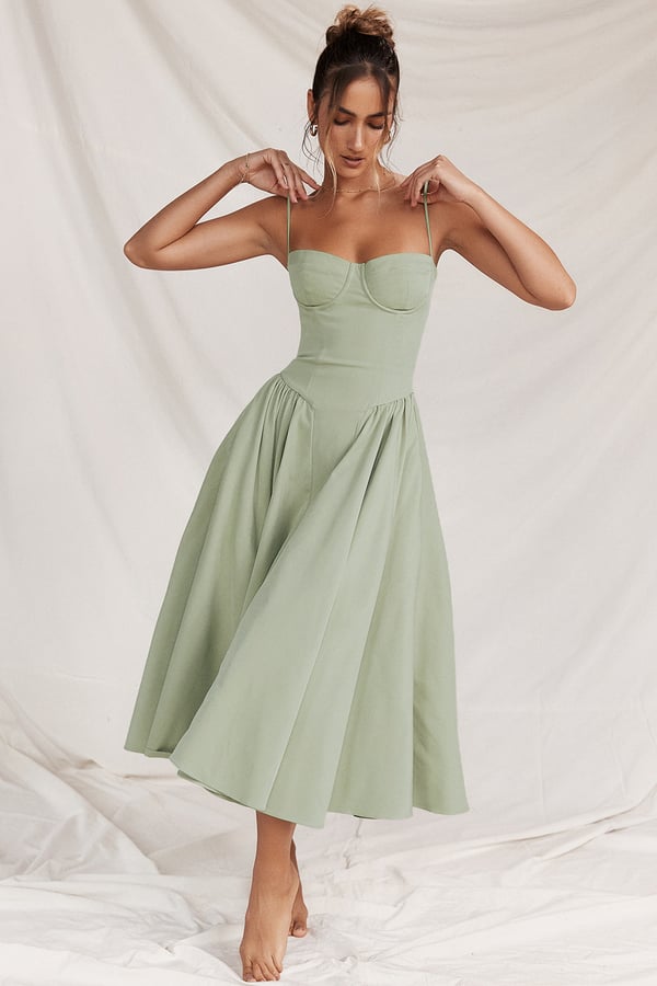 Celine | Abito midi senza maniche con vestibilità a corsetto